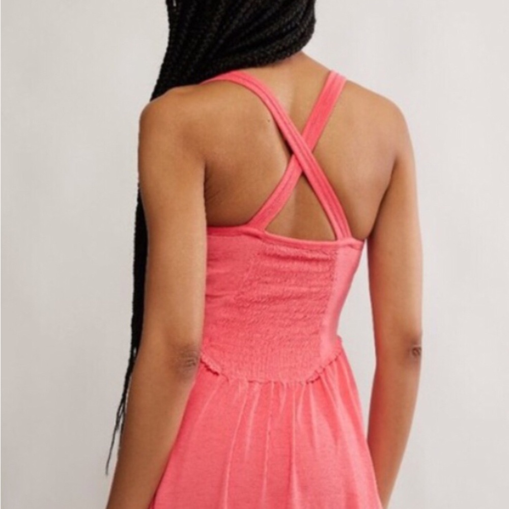 Free People Size L Athletic Onesie Skort Smock Dress in Hibiscus NWT - Picture 4 of 8